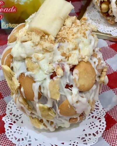 Stuffed Banana Pudding Candy Apple Heads